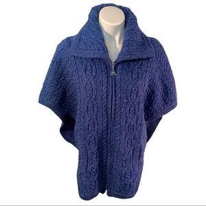 Vintage Aran Crafts Ireland Merino Wool Sweater Poncho